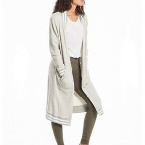 Hard Tail Light Heather Gray Long Sweatshirt Cardigan Sweater